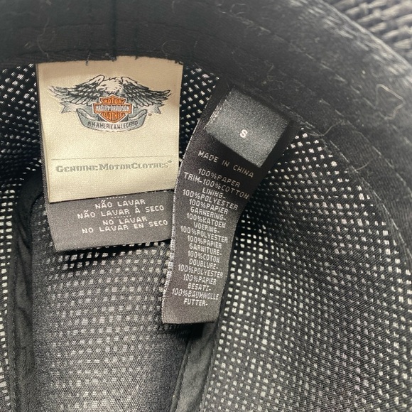 Harley Davidson Fedora Hat With Crosshatch Weave Style Black Gray Small - Picture 3 of 6
